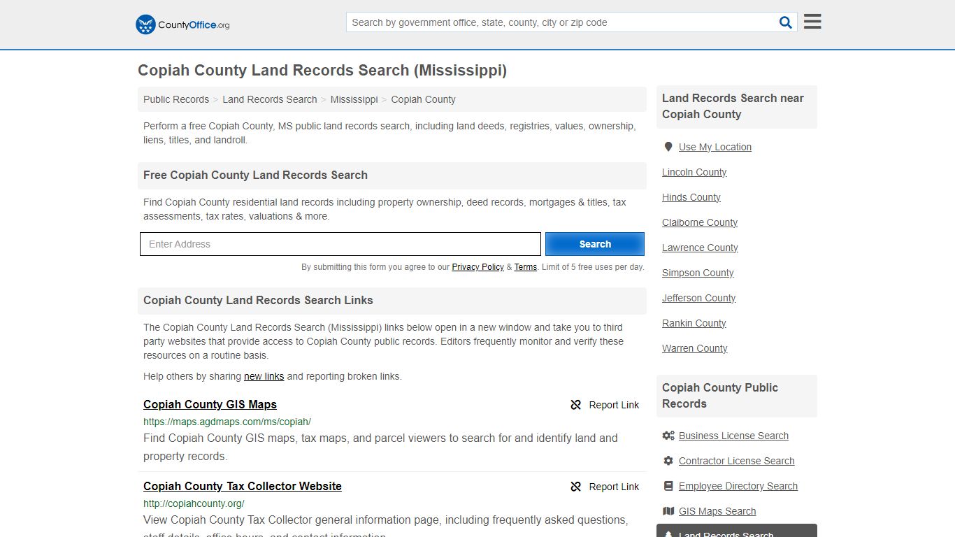 Copiah County Land Records Search (Mississippi) - County Office